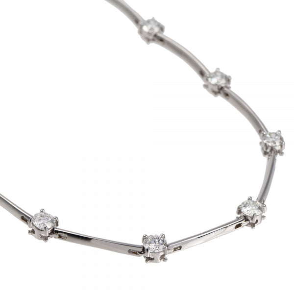 ダイヤモンド プラチナネックレス(計5.0カラット/GカラーUP/SI2/GoodUP/4月誕生石/グレーディングレポート付き)《JNKD1363》