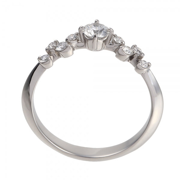 ダイヤモンド PTリング(0.2カラット/Dカラー/VS1/3EX(H&C)/一粒/リーフモチーフ/4月誕生石/グレーディングレポート付き)《JRGD1358》