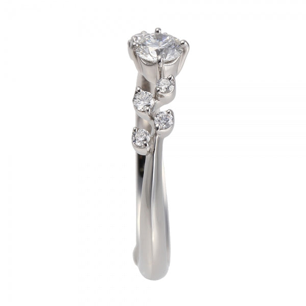 ダイヤモンド PTリング(0.2カラット/Dカラー/VS1/3EX(H&C)/一粒/リーフモチーフ/4月誕生石/グレーディングレポート付き)《JRGD1358》