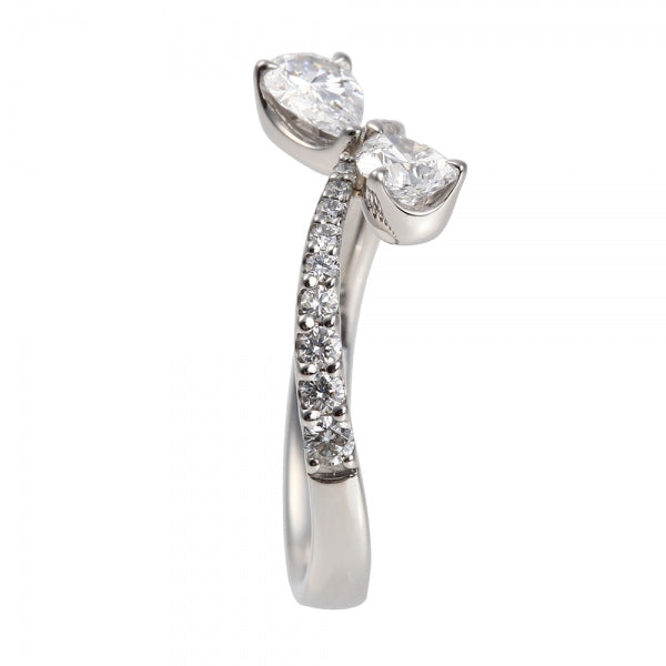 ダイヤモンド PTリング(計0.6カラット/Dカラー/IF(インターナリーフローレス)/ペアシェイプ/4月誕生石/GIAグレーディングレポート付き)《JRGD1357》