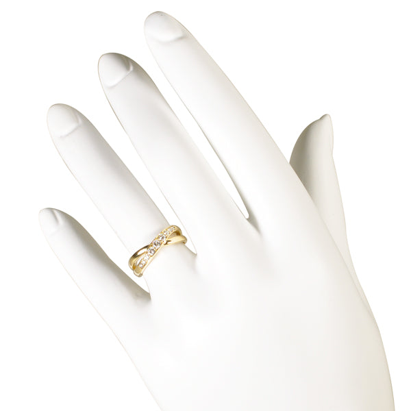 ダイヤモンド K18リング(計0.3カラット/クロスモチーフ/4月誕生石)《BRGD3038W》