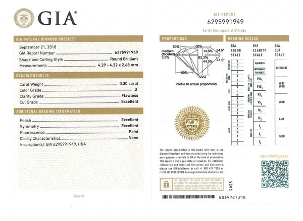 ダイヤモンド プラチナネックレス(0.3カラット/Dカラー/FL(フローレス)/3EX/一粒/4月誕生石/GIAグレーディングレポート付き)《WPDD3534》