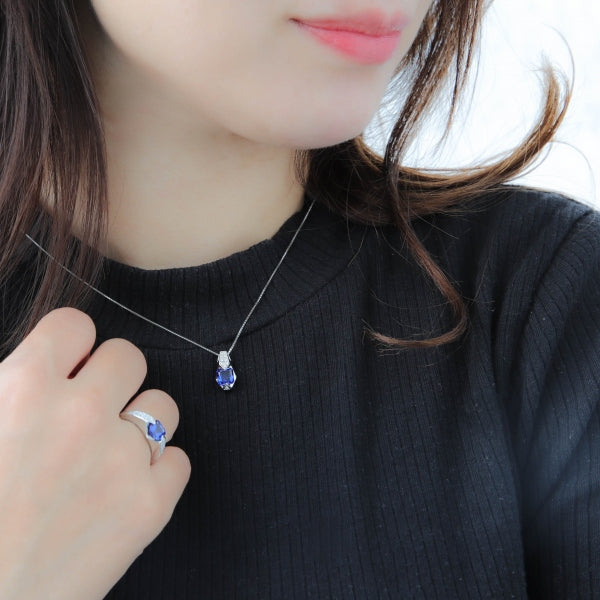 ブルーサファイア/ダイヤモンド PTリング(クレサンベール/プリンセスエメラルド/9月誕生石)《BRGS7668》