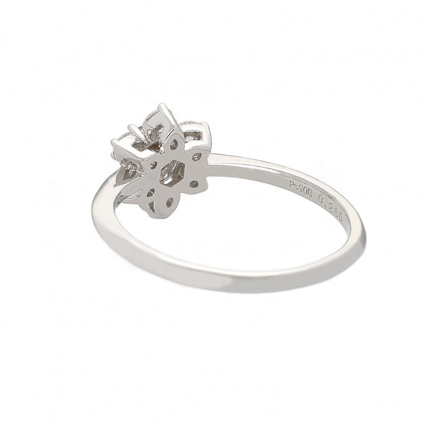 ブラウンダイヤモンド/ダイヤモンド PTリング(0.25カラット/フラワーモチーフ/4月誕生石/グレーディングレポート付き)