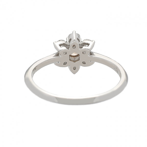 ブラウンダイヤモンド/ダイヤモンド PTリング(0.25カラット/フラワーモチーフ/4月誕生石/グレーディングレポート付き)