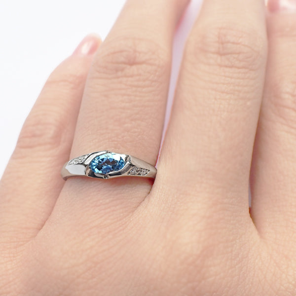 アクアマリン/ダイヤモンド プラチナリング(オーバル/3月誕生石)《WRGN3073》