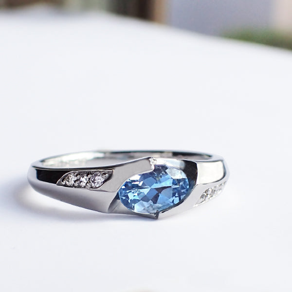 アクアマリン/ダイヤモンド プラチナリング(オーバル/3月誕生石)《WRGN3073》