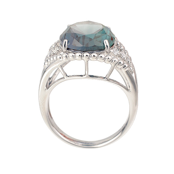 アレキサンドライト/ダイヤモンド プラチナリング(クレサンベール/オーバル/6月誕生石)《WRGA2696》