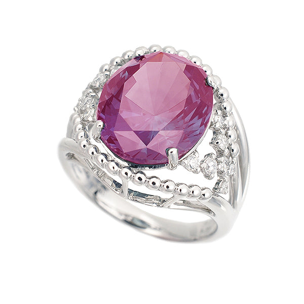 アレキサンドライト/ダイヤモンド プラチナリング(クレサンベール/オーバル/6月誕生石)《WRGA2696》