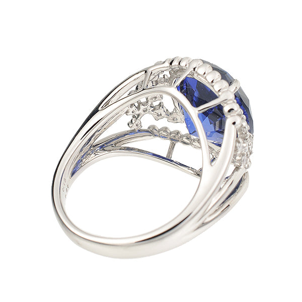 ブルーサファイア/ダイヤモンド PTリング(クレサンベール/オーバル/9月誕生石)《WRGS2696》