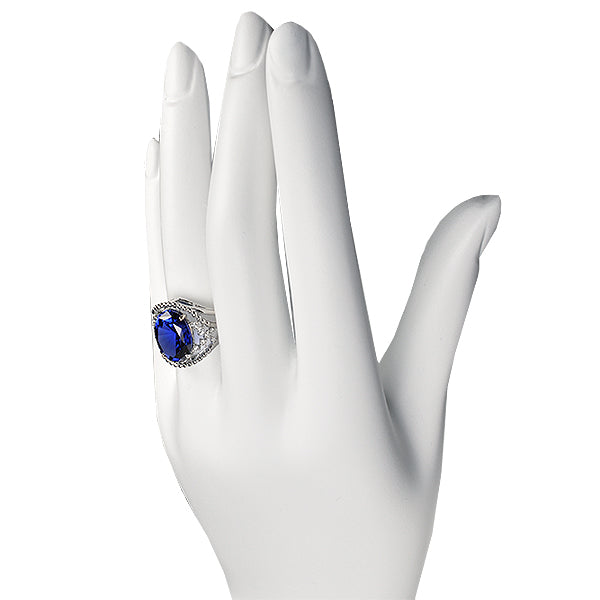 ブルーサファイア/ダイヤモンド PTリング(クレサンベール/オーバル/9月誕生石)《WRGS2696》