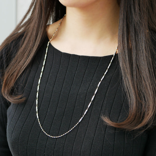 K18ネックレス(ステーション/マジック/マルチカラー/2Way/ロング/70cm)