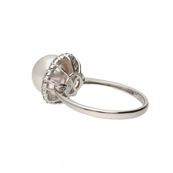 パール/ダイヤモンド プラチナリング(花珠/アコヤ真珠/8.5mmUP/取り巻き/6月誕生石/花珠鑑別鑑定書付き)《JRGQ1280》