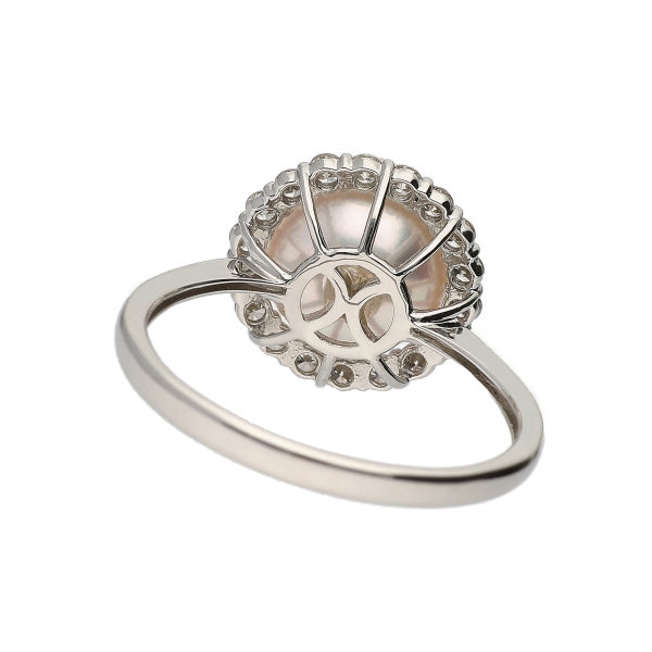 パール/ダイヤモンド プラチナリング(花珠/アコヤ真珠/8.5mmUP/取り巻き/6月誕生石/花珠鑑別鑑定書付き)《JRGQ1280》