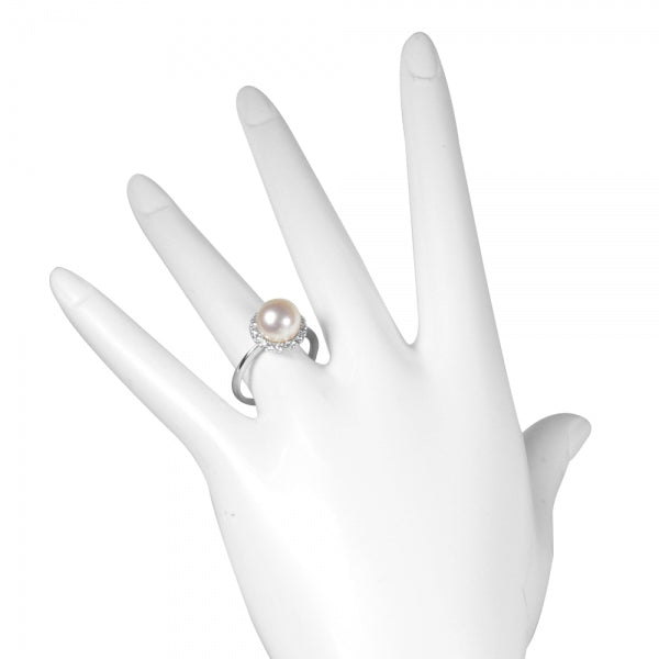 パール/ダイヤモンド プラチナリング(花珠/アコヤ真珠/8.5mmUP/取り巻き/6月誕生石/花珠鑑別鑑定書付き)《JRGQ1280》