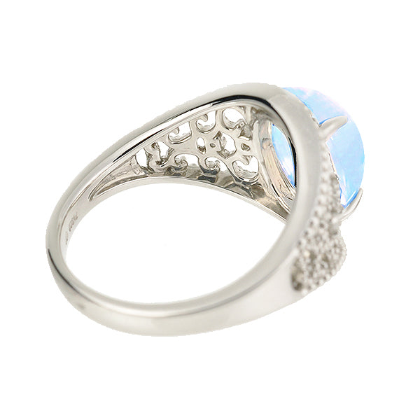 ウォーターオパール/ダイヤモンド プラチナリング(クレサンベール/カボションカット/アンティーク風/10月誕生石)《WRGW2702》
