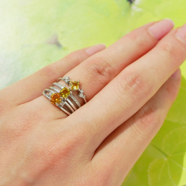 イエローサファイア/ダイヤモンド K18リング(クレサンベール/ラウンドブリリアント/9月誕生石)《WRGK3148》