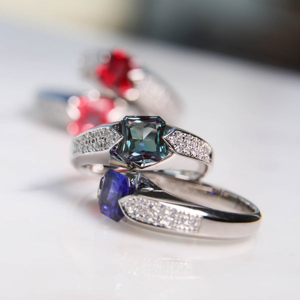 ブルーサファイア/ダイヤモンド PTリング(クレサンベール/プリンセスエメラルド/9月誕生石)《BRGS7668》