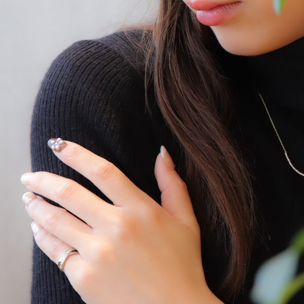 ダイヤモンド K18リング(計0.15カラット/ピンキーリング/クロスモチーフ/4月誕生石)《B03D3143》