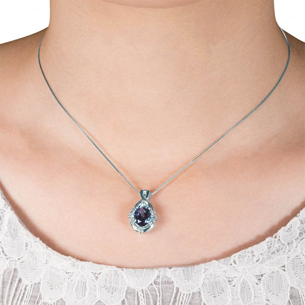 アレキサンドライト/ダイヤモンド プラチナネックレス(クレサンベール/オーバル/6月誕生石)《WPDA2891》