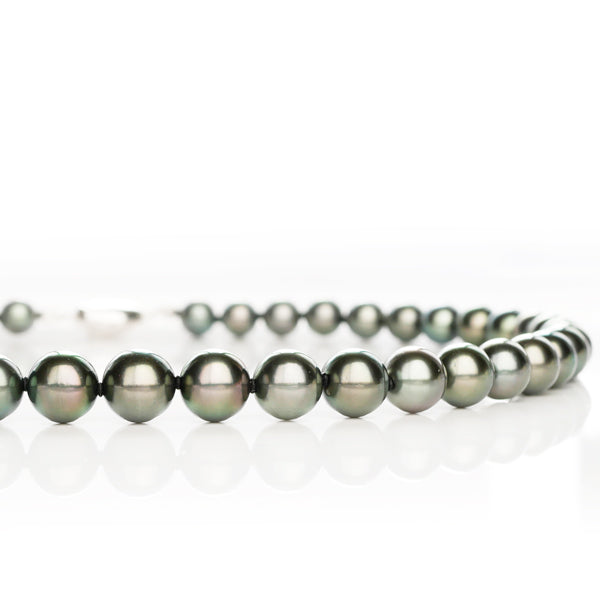 パール シルバーネックレス(黒蝶真珠/オーロララグーン /8.0mm~10.0mm台/6月誕生石/真珠鑑別鑑定書付き)《JNKQ1219》