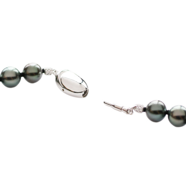 パール シルバーネックレス(黒蝶真珠/オーロララグーン /8.0mm~10.0mm台/6月誕生石/真珠鑑別鑑定書付き)《JNKQ1219》
