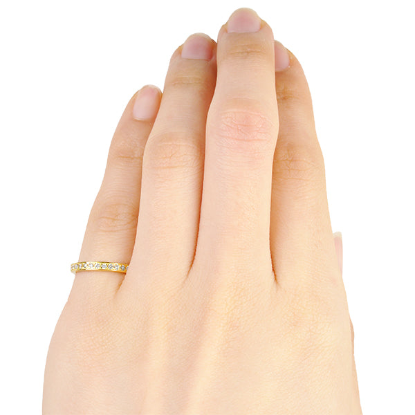 ダイヤモンド K18リング(計0.15カラット/ピンキーリング/ハーフエタニティ/4月誕生石)《B03D3133》