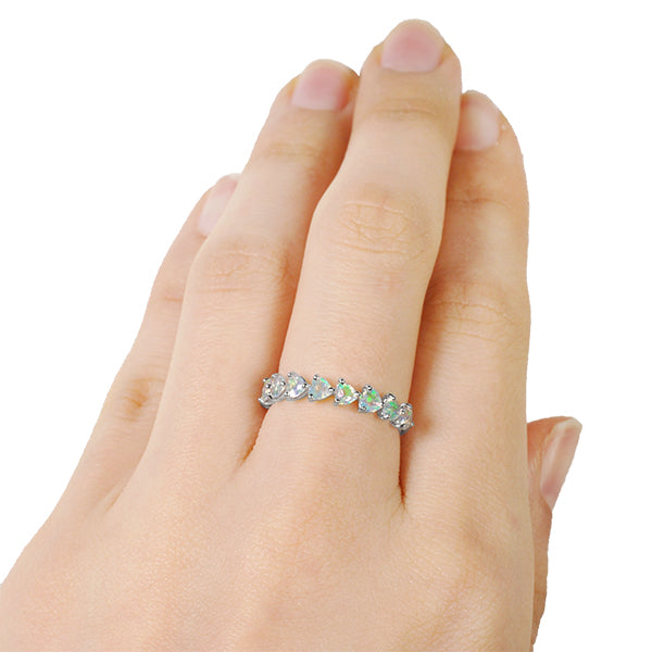 ウォーターオパール K18リング(クレサンベール/ハートモチーフ/10月誕生石)《BRGW7618》