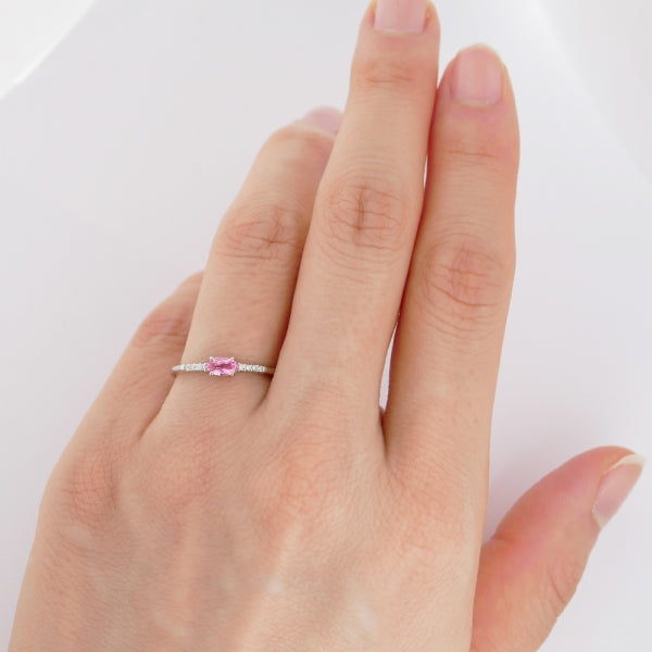 ピンクスピネル/ダイヤモンド プラチナリング(オーバル/エタニティ/8月誕生石)《WRGN3669》