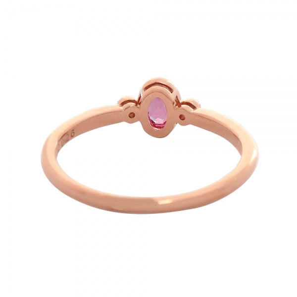 ピンクスピネル/ダイヤモンド K18リング(オーバル/ミル打ち/8月誕生石)《WRGN3668》