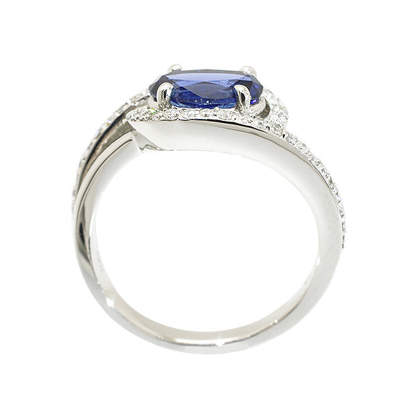 ブルーサファイア/ダイヤモンド プラチナリング(クレサンベール/1カラットUP/オーバル/9月誕生石)《WRGS1002》