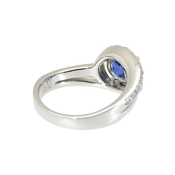 ブルーサファイア/ダイヤモンド プラチナリング(クレサンベール/1カラットUP/オーバル/9月誕生石)《WRGS1002》