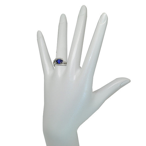 ブルーサファイア/ダイヤモンド プラチナリング(クレサンベール/1カラットUP/オーバル/9月誕生石)《WRGS1002》