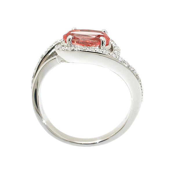 パパラチアサファイア/ダイヤモンド プラチナリング(クレサンベール/1カラットUP/オーバル/9月誕生石)《WRGP1002》