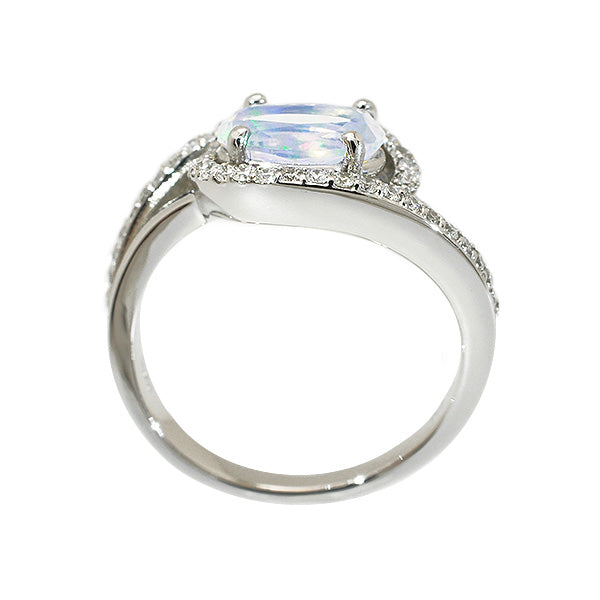 ウォーターオパール/ダイヤモンド プラチナリング(クレサンベール/オーバル/10月誕生石)《WRGW1002》