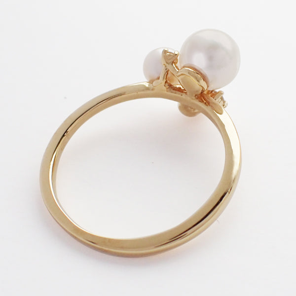 パール/ダイヤモンド K18リング(アコヤ真珠/ベビーパール/5.5mm~6.0mm/3.5mm~4.0mm/6月誕生石)《WRGQ3083》