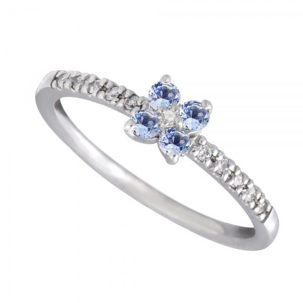 タンザナイト/ダイヤモンド K18リング(エタニティ/フラワーモチーフ/12月誕生石)《WRGN2097》