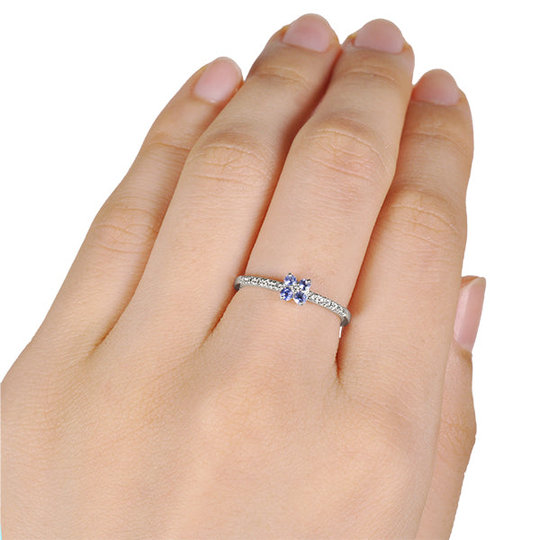 タンザナイト/ダイヤモンド K18リング(エタニティ/フラワーモチーフ/12月誕生石)《WRGN2097》