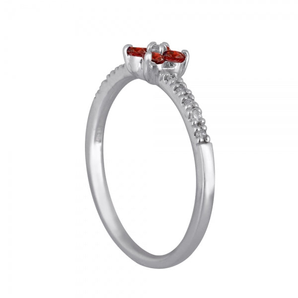 ガーネット/ダイヤモンド K18リング(エタニティ/フラワーモチーフ/1月誕生石)《WRGN2098》