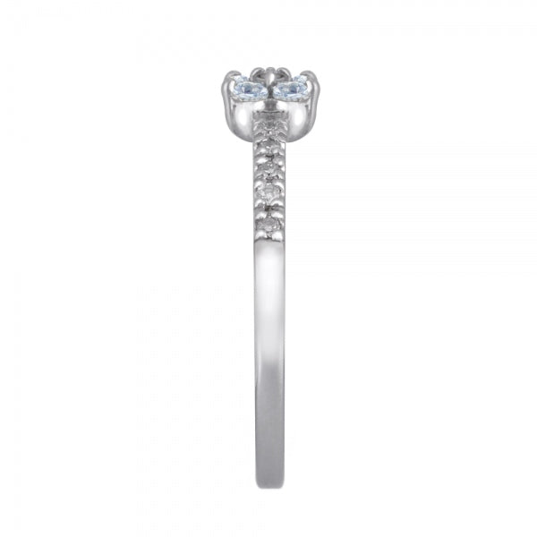 アクアマリン/ダイヤモンド K18リング(エタニティ/フラワーモチーフ/3月誕生石)《WRGN2099》