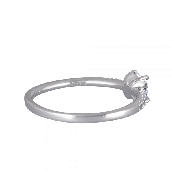 アクアマリン/ダイヤモンド K18リング(エタニティ/フラワーモチーフ/3月誕生石)《WRGN2099》