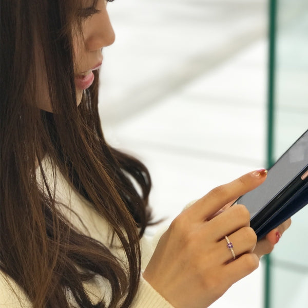 アメシスト/ダイヤモンド K18リング(エタニティ/フラワーモチーフ/2月誕生石)《WRGN2100》