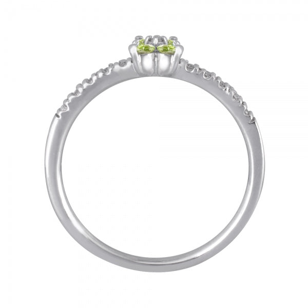 ペリドット/ダイヤモンド K18リング(エタニティ/フラワーモチーフ/8月誕生石)《WRGN2101》