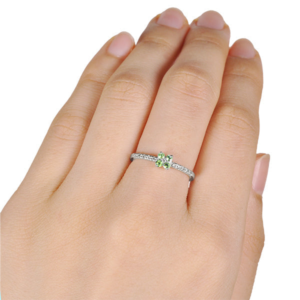 ペリドット/ダイヤモンド K18リング(エタニティ/フラワーモチーフ/8月誕生石)《WRGN2101》