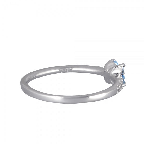 ブルートパーズ/ダイヤモンド K18リング(エタニティ/フラワーモチーフ/11月誕生石)《WRGN2102》