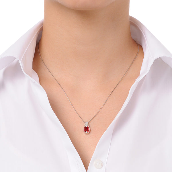 ルビー/ダイヤモンド プラチナネックレス(クレサンベール/プリンセスエメラルド/7月誕生石)《BPDR7669》