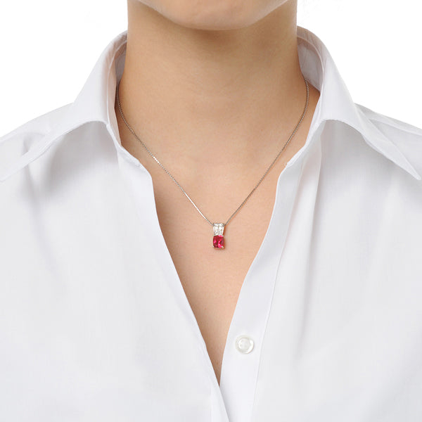 ルビー/ダイヤモンド プラチナネックレス(クレサンベール/7月誕生石)《BPDR7494》