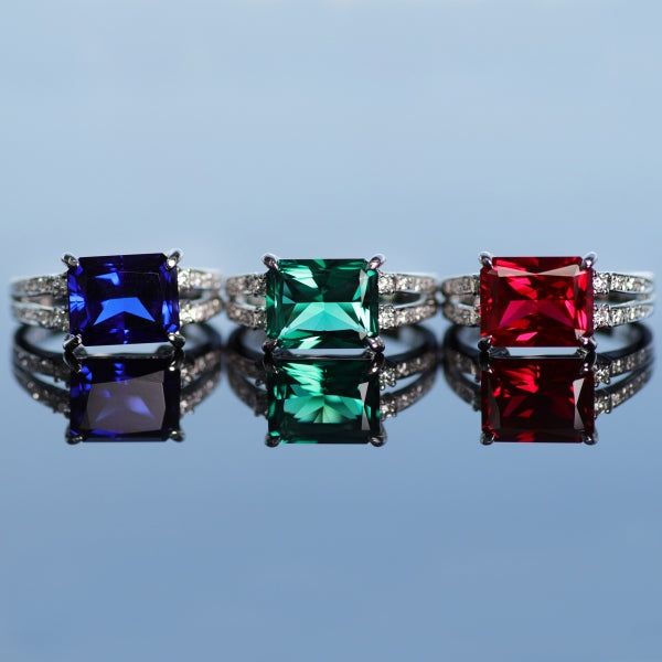 ルビー/ダイヤモンド PTリング(クレサンベール/ラディアントカット/ラグジュアリー/7月誕生石)《BRGR3100》