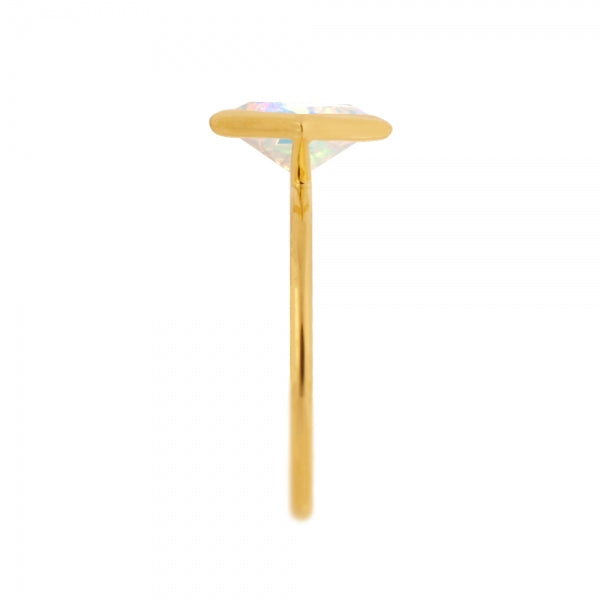 ウォーターオパール K18リング(クレサンベール/1カラットサイズ/プリンセス/フクリン/10月誕生石)《WRGW3579》