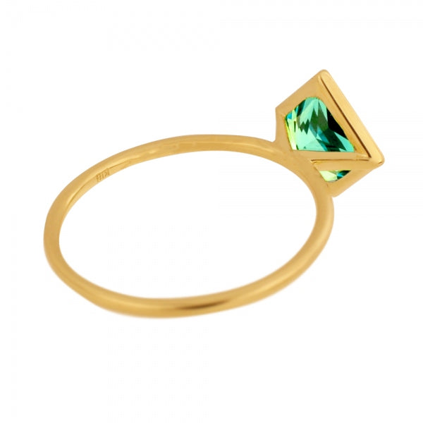 グリーンクリソベリル K18リング(クレサンベール/1カラットUP/プリンセス/フクリン)《WRGV3579》